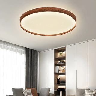 Simplicity Brown Round LED Dimmable Flush Mount Light Zawala Image - 2