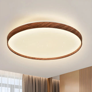 Simplicity Brown Round LED Dimmable Flush Mount Light Zawala Image - 3