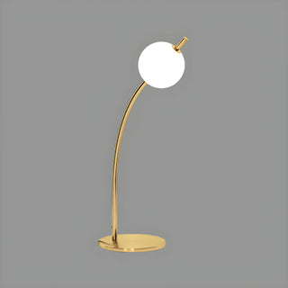 Golden Minimalist Globe Glass Curved Metal Table Lamp Zawala Image - 10