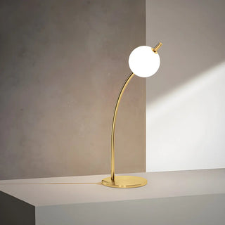 Golden Minimalist Globe Glass Curved Metal Table Lamp Zawala Image - 4