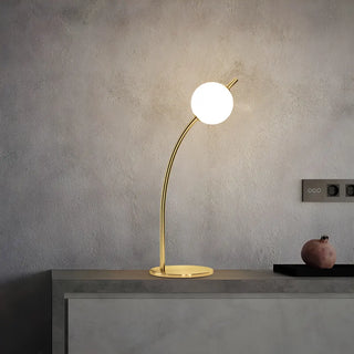 Golden Minimalist Globe Glass Curved Metal Table Lamp Zawala Image - 9