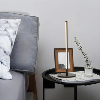 White Simple Metal Linear Candle Cordless Table Lamp Zawala Image - 1