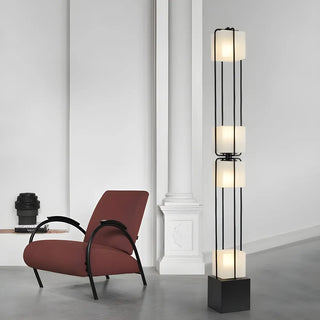 Sleek Modern Black Stacked Square Glass Floor Lamp Zawala Image - 1