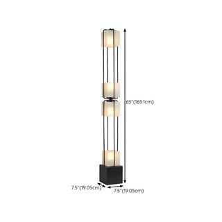 Sleek Modern Black Stacked Square Glass Floor Lamp Zawala #size