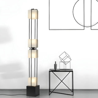 Sleek Modern Black Stacked Square Glass Floor Lamp Zawala Image - 2