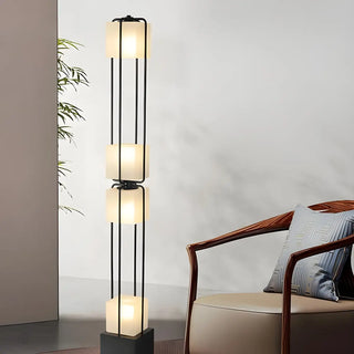 Sleek Modern Black Stacked Square Glass Floor Lamp Zawala Image - 3