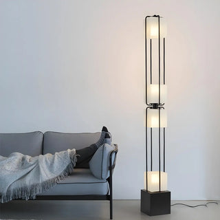 Sleek Modern Black Stacked Square Glass Floor Lamp Zawala Image - 4