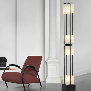 Sleek Modern Black Stacked Square Glass Floor Lamp Zawala Image - 5