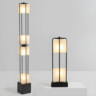 Sleek Modern Black Stacked Square Glass Floor Lamp Zawala Image - 6