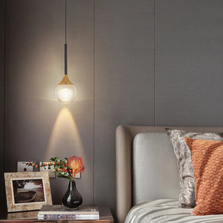 Modern Black Sleek Clear Crystal Globe Pendant Light Zawala Image - 1