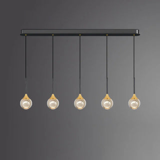 Modern Black Sleek Clear Crystal Globe Pendant Light Zawala Image - 10