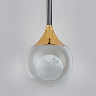 Modern Black Sleek Clear Crystal Globe Pendant Light Zawala Image - 15