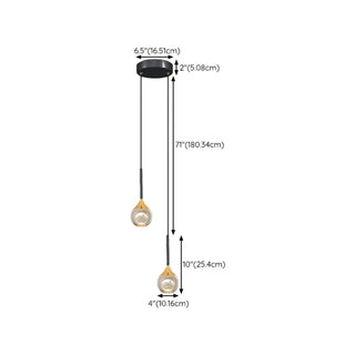Modern Black Sleek Clear Crystal Globe Pendant Light Zawala Image - 20
