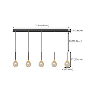 Modern Black Sleek Clear Crystal Globe Pendant Light Zawala Image - 23