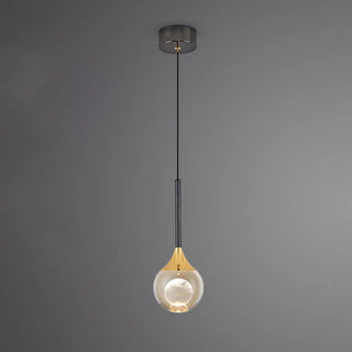 Modern Black Sleek Clear Crystal Globe Pendant Light Zawala Image - 5