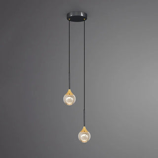 Modern Black Sleek Clear Crystal Globe Pendant Light Zawala Image - 6