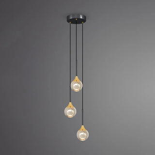 Modern Black Sleek Clear Crystal Globe Pendant Light Zawala Image - 7