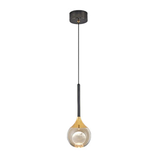 Modern Black Sleek Clear Crystal Globe Pendant Light Zawala Image - 9