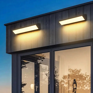 Sleek Black Geometric Outdoor Wide Beam Wall Light Zawala Image - 1
