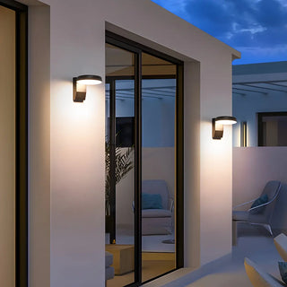 Stylish Round Black Metal External LED Wall Sconce Zawala Image - 16