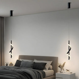 ZOWALA - Modern Bedroom Black Metal Spiral LED Pendant Light Image - 1