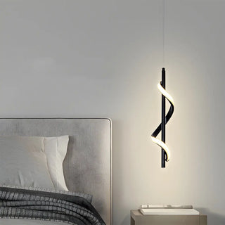 ZOWALA - Modern Bedroom Black Metal Spiral LED Pendant Light Image - 4