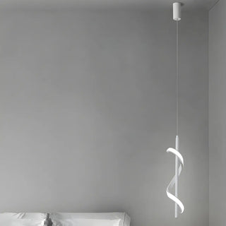 ZOWALA - Modern Bedroom Black Metal Spiral LED Pendant Light Image - 5