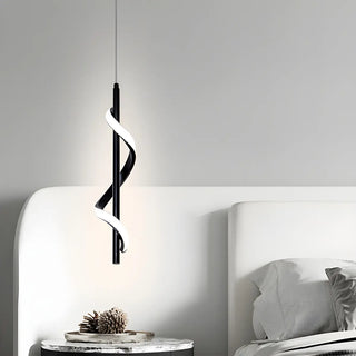 ZOWALA - Modern Bedroom Black Metal Spiral LED Pendant Light Image - 8