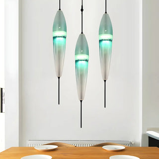 ZOWALA - Modern Sleek Blue Glass Teardrop Dining Room Pendant Light Image - 1