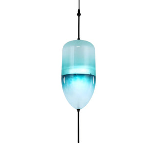 ZOWALA - Modern Sleek Blue Glass Teardrop Dining Room Pendant Light Image - 14