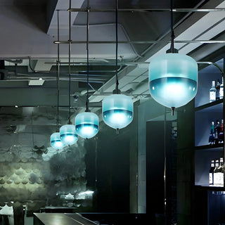ZOWALA - Modern Sleek Blue Glass Teardrop Dining Room Pendant Light Image - 19