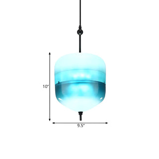 ZOWALA - Modern Sleek Blue Glass Teardrop Dining Room Pendant Light #size