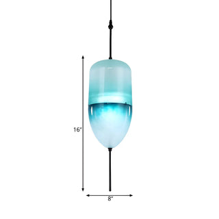 ZOWALA - Modern Sleek Blue Glass Teardrop Dining Room Pendant Light Image - 22