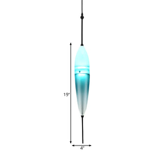 ZOWALA - Modern Sleek Blue Glass Teardrop Dining Room Pendant Light Image - 23