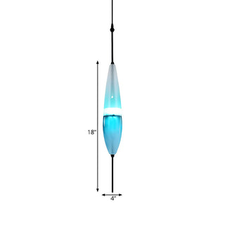 ZOWALA - Modern Sleek Blue Glass Teardrop Dining Room Pendant Light Image - 24