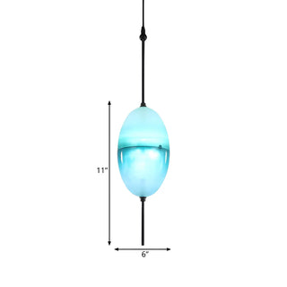 ZOWALA - Modern Sleek Blue Glass Teardrop Dining Room Pendant Light Image - 25