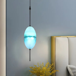 ZOWALA - Modern Sleek Blue Glass Teardrop Dining Room Pendant Light Image - 3