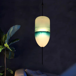 ZOWALA - Modern Sleek Blue Glass Teardrop Dining Room Pendant Light Image - 4
