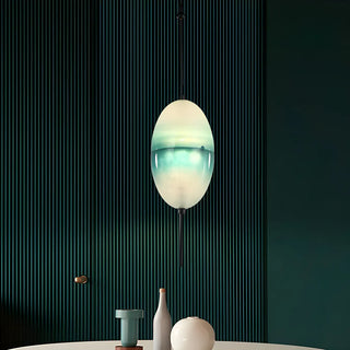 ZOWALA - Modern Sleek Blue Glass Teardrop Dining Room Pendant Light Image - 5