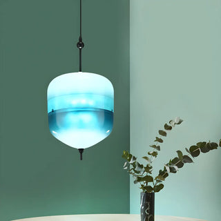 ZOWALA - Modern Sleek Blue Glass Teardrop Dining Room Pendant Light Image - 6