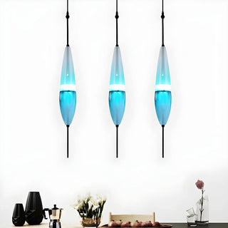 ZOWALA - Modern Sleek Blue Glass Teardrop Dining Room Pendant Light Image - 7