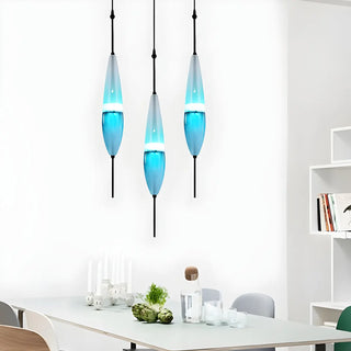 ZOWALA - Modern Sleek Blue Glass Teardrop Dining Room Pendant Light Image - 8
