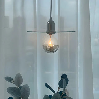 Modern Chrome Clear Glass Disc Circular Pendant Light Zawala Image - 1