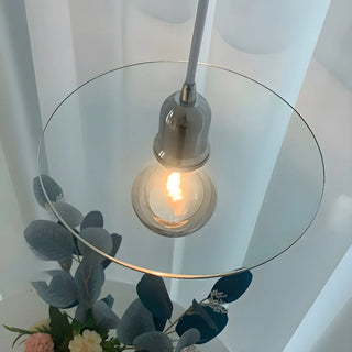 Modern Chrome Clear Glass Disc Circular Pendant Light Zawala Image - 2