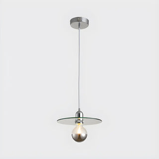 Modern Chrome Clear Glass Disc Circular Pendant Light Zawala Image - 3