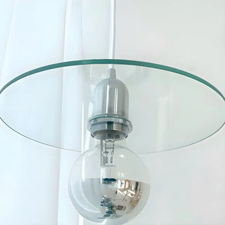 Modern Chrome Clear Glass Disc Circular Pendant Light Zawala Image - 4