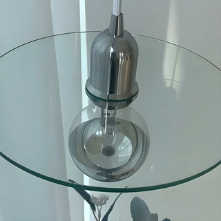 Modern Chrome Clear Glass Disc Circular Pendant Light Zawala Image - 5