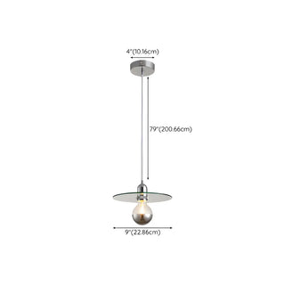 Modern Chrome Clear Glass Disc Circular Pendant Light Zawala #size