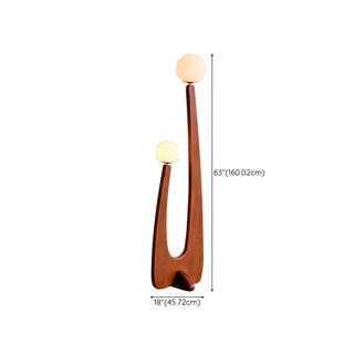 Modish Double Globe Brown Wooden Yoji Floor Lamp Zawala #size