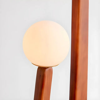 Modish Double Globe Brown Wooden Yoji Floor Lamp Zawala Image - 7